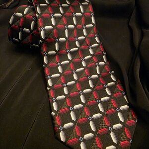 Haggar Red and White Geometric Tie
